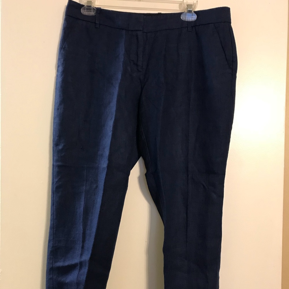 The Limited Navy Linen Ankle Pants